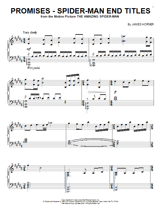 Download James Horner Promises (From 'The Amazing Spider-Man' End Titles) Sheet Music and learn how to play Piano PDF digital score in minutes