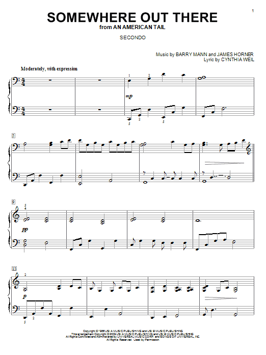 Download James Horner Somewhere Out There (from An American Tail) Sheet Music and learn how to play Alto Saxophone PDF digital score in minutes