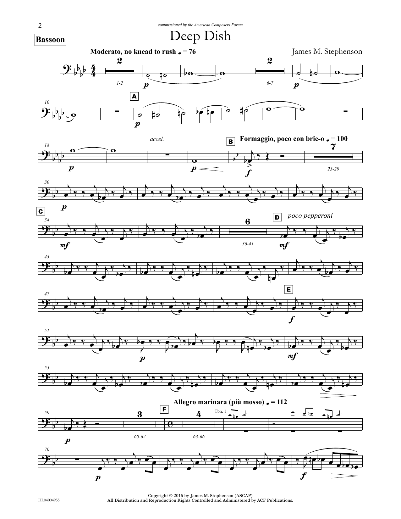 Download James (Jim) M. Stephenson Deep Dish - Bassoon Sheet Music and learn how to play Concert Band PDF digital score in minutes