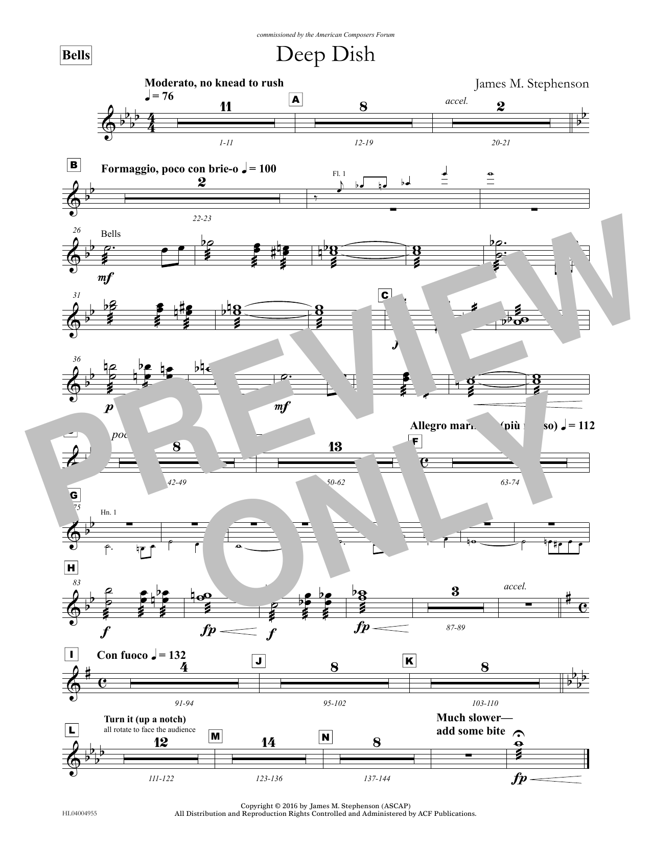 Download James (Jim) M. Stephenson Deep Dish - Bells Sheet Music and learn how to play Concert Band PDF digital score in minutes