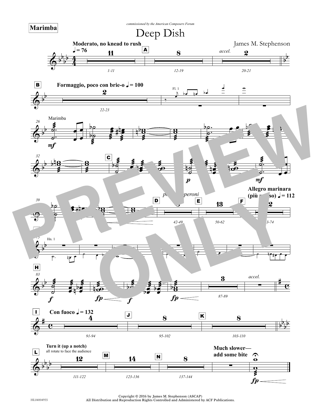 Download James (Jim) M. Stephenson Deep Dish - Marimba Sheet Music and learn how to play Concert Band PDF digital score in minutes