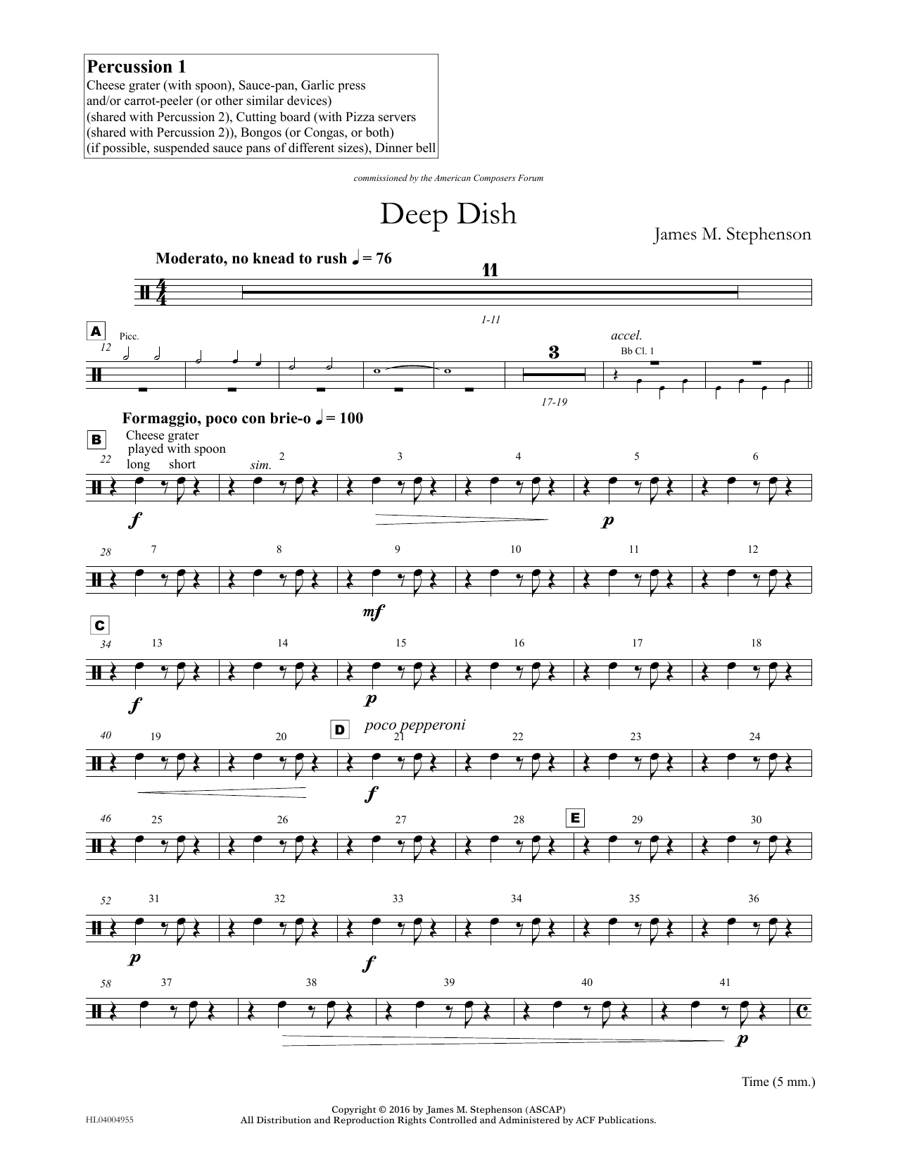 Download James (Jim) M. Stephenson Deep Dish - Percussion I Sheet Music and learn how to play Concert Band PDF digital score in minutes