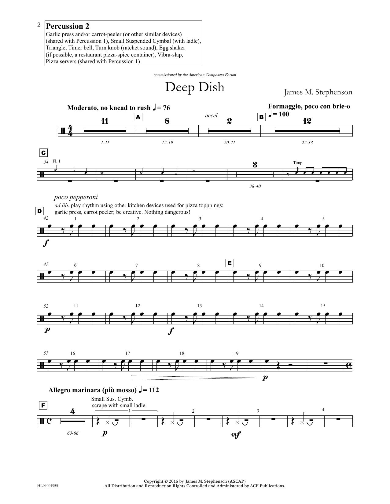 Download James (Jim) M. Stephenson Deep Dish - Percussion II Sheet Music and learn how to play Concert Band PDF digital score in minutes