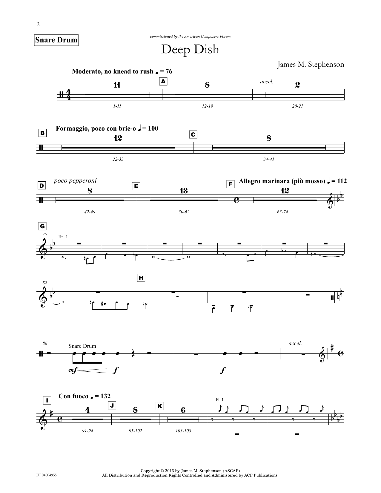 Download James (Jim) M. Stephenson Deep Dish - Percussion III Sheet Music and learn how to play Concert Band PDF digital score in minutes