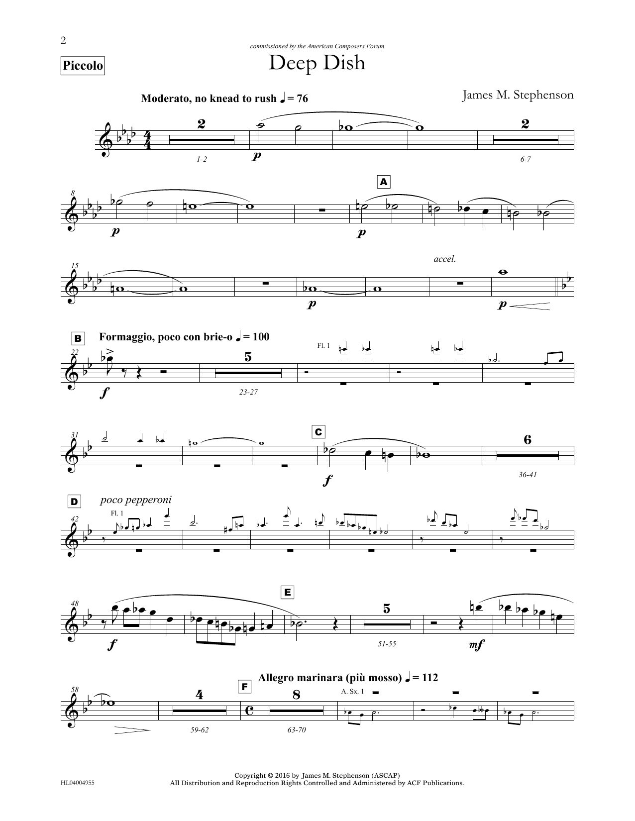 Download James (Jim) M. Stephenson Deep Dish - Piccolo Sheet Music and learn how to play Concert Band PDF digital score in minutes