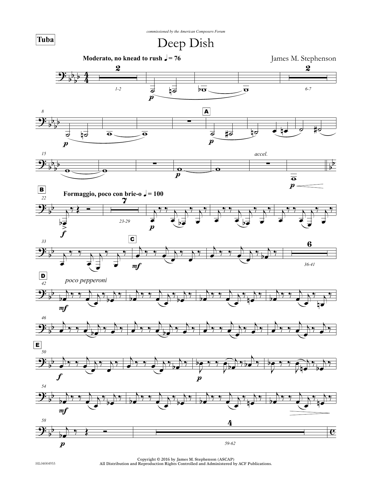 Download James (Jim) M. Stephenson Deep Dish - Tuba Sheet Music and learn how to play Concert Band PDF digital score in minutes