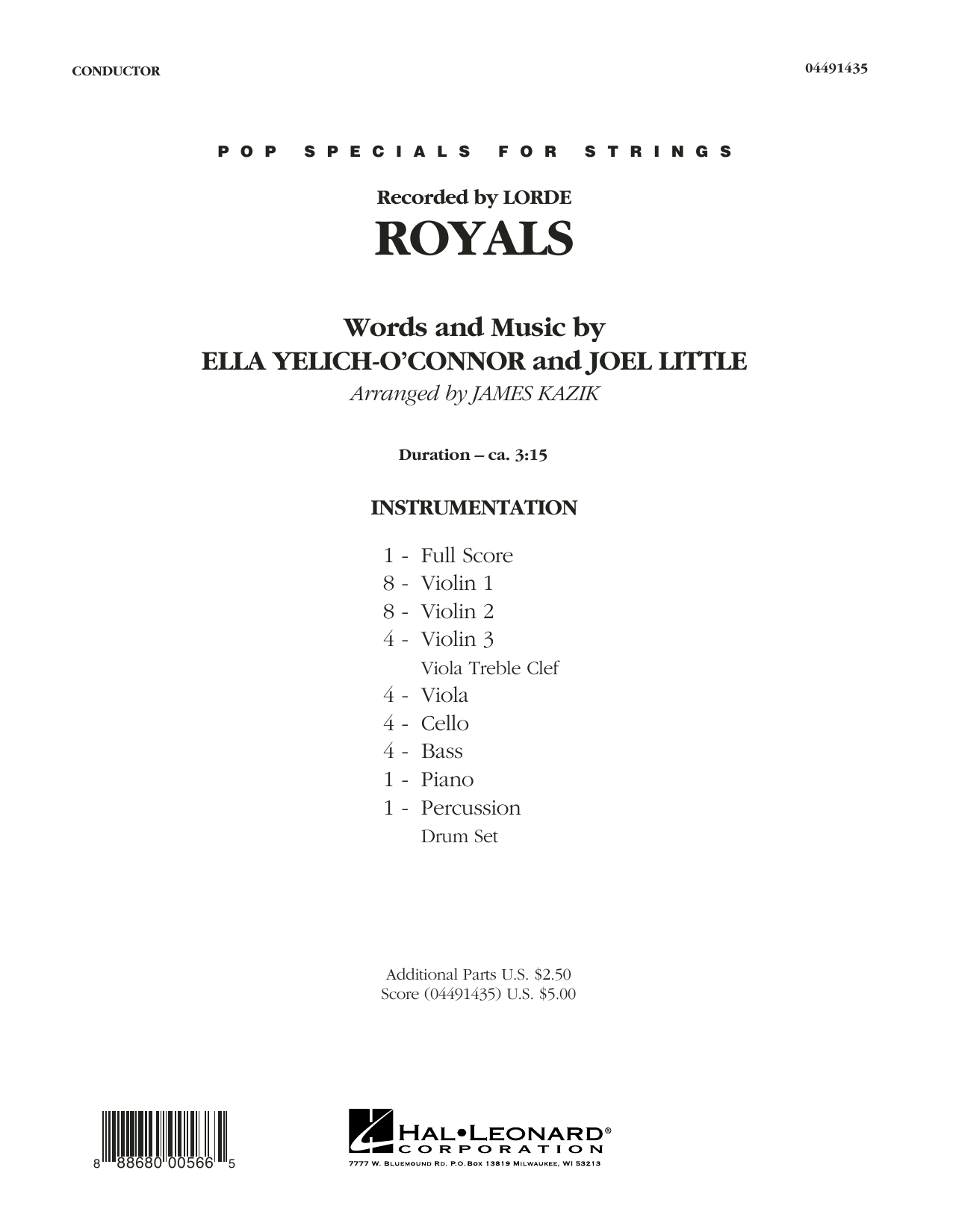 Download James Kazik Royals - Conductor Score (Full Score) Sheet Music and learn how to play Orchestra PDF digital score in minutes