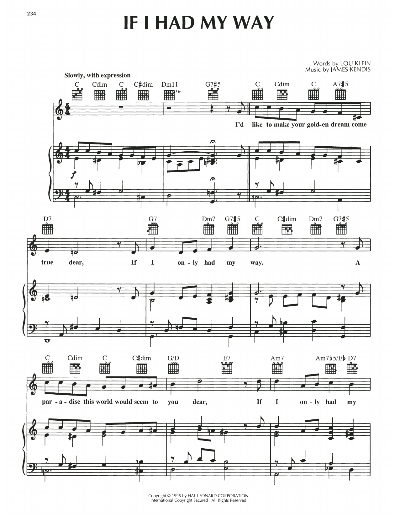 Download James Kendis If I Had My Way Sheet Music and learn how to play Piano, Vocal & Guitar Chords (Right-Hand Melody) PDF digital score in minutes