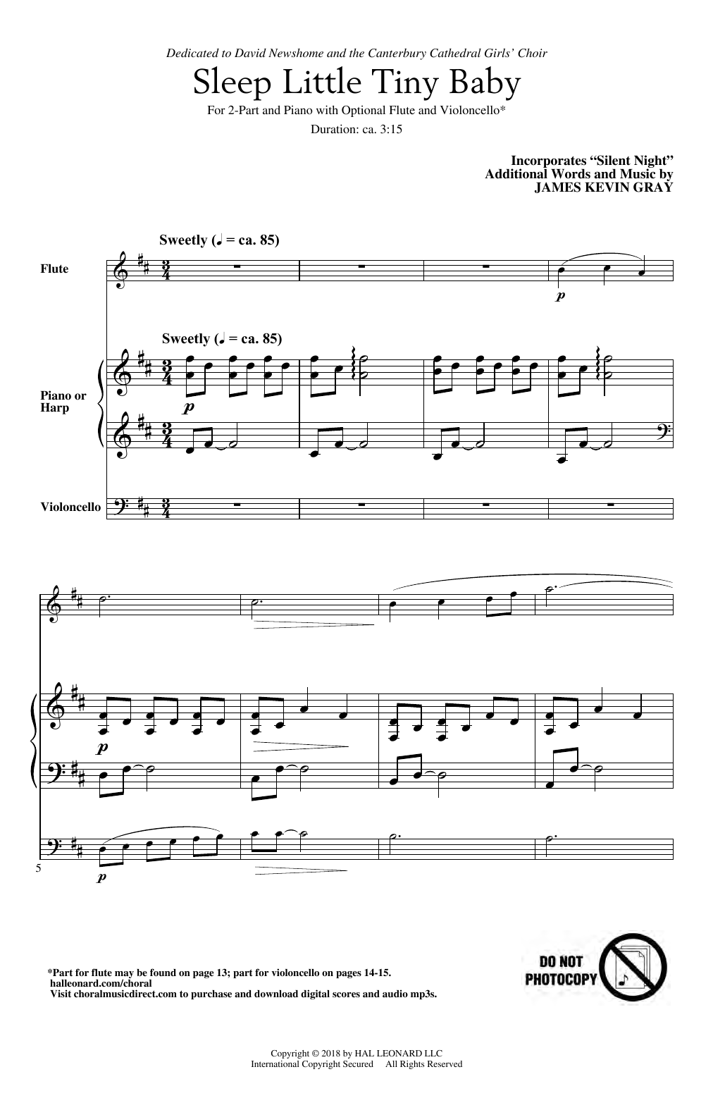 Download James Kevin Gray Sleep Little Tiny Baby Sheet Music and learn how to play 2-Part Choir PDF digital score in minutes