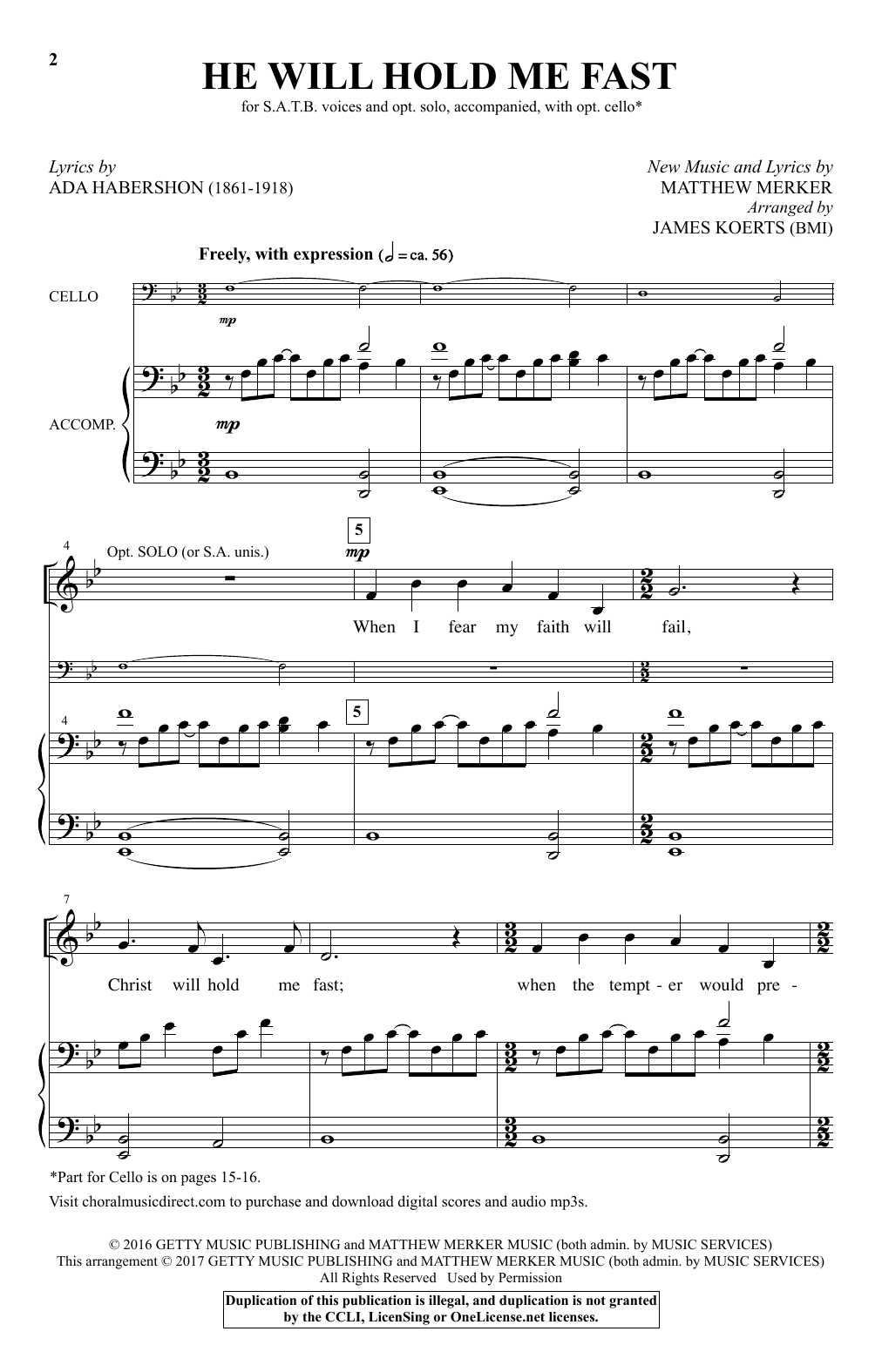 Download James Koerts He Will Hold Me Fast Sheet Music and learn how to play Choral PDF digital score in minutes