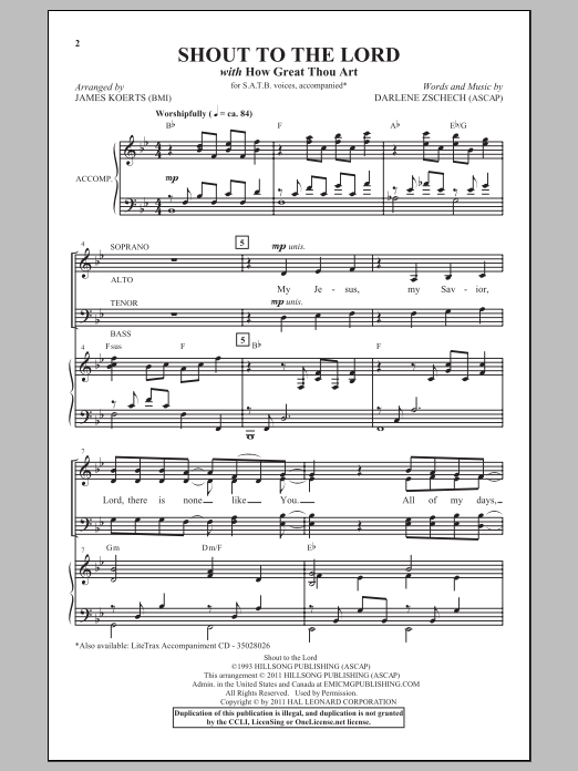 Download James Koerts Shout To The Lord Sheet Music and learn how to play SATB PDF digital score in minutes