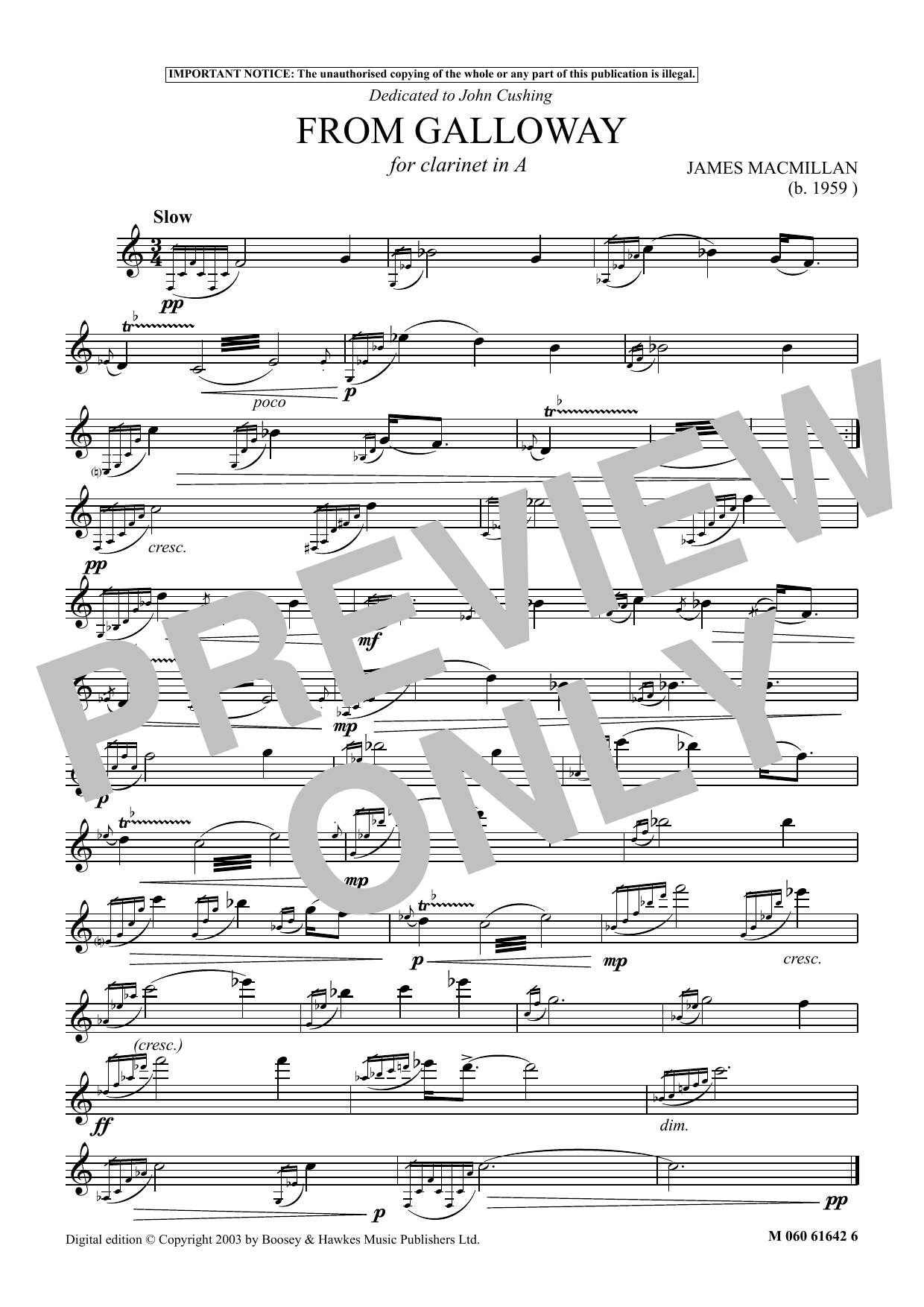 Download James MacMillan From Galloway Sheet Music and learn how to play Instrumental Solo PDF digital score in minutes