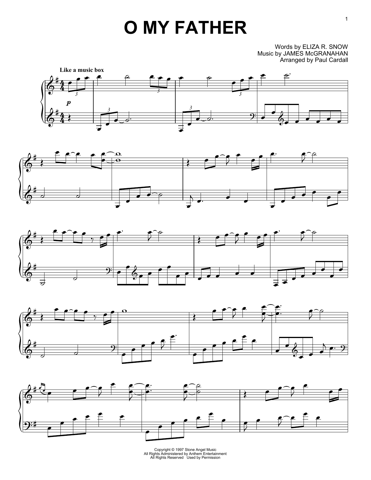 Download James McGranahan O My Father (arr. Paul Cardall) Sheet Music and learn how to play Piano Solo PDF digital score in minutes