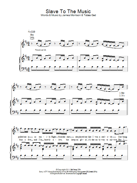 Download James Morrison Slave To The Music Sheet Music and learn how to play Piano, Vocal & Guitar (Right-Hand Melody) PDF digital score in minutes