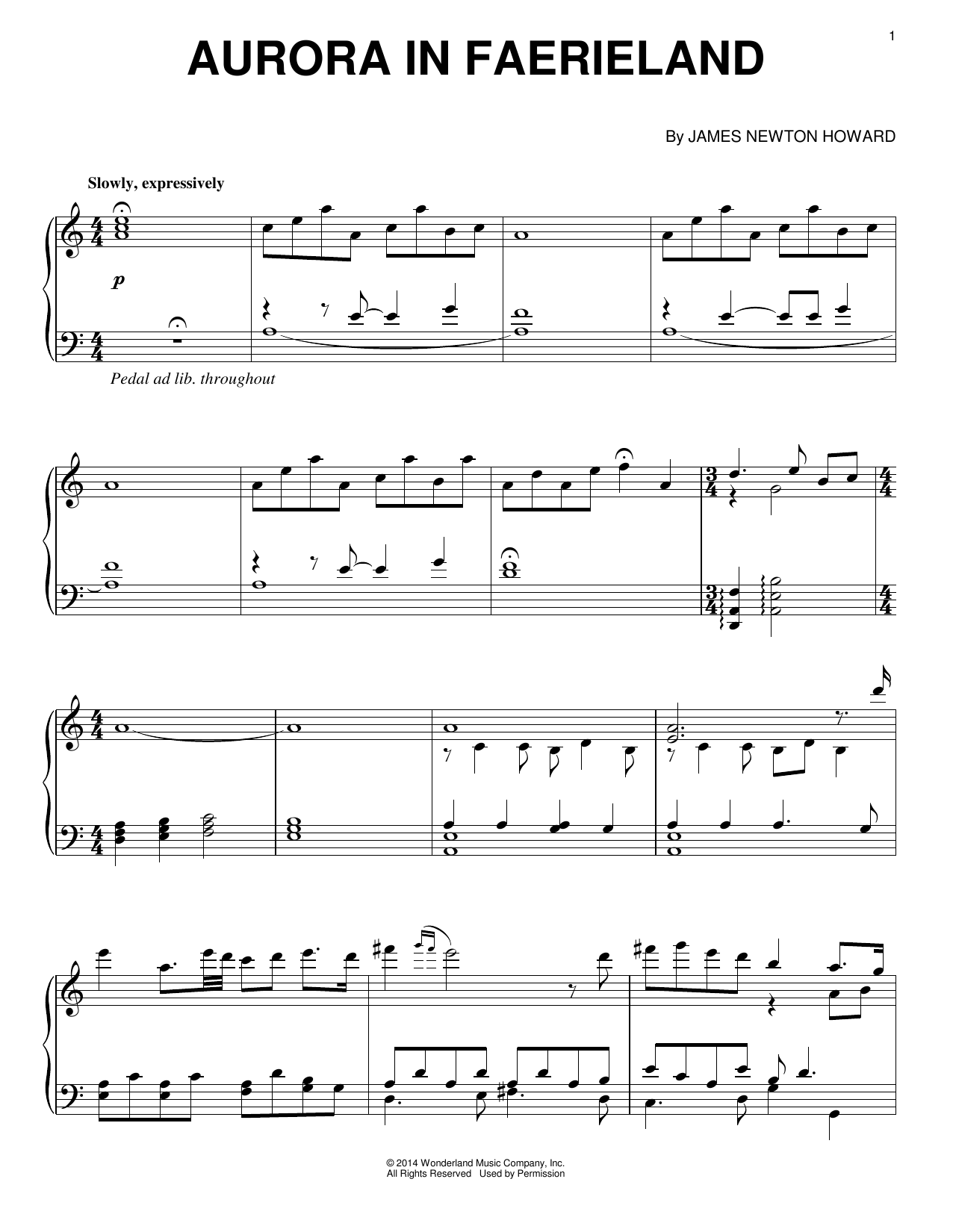 Download James Newton Howard Aurora In Faerieland Sheet Music and learn how to play Piano PDF digital score in minutes