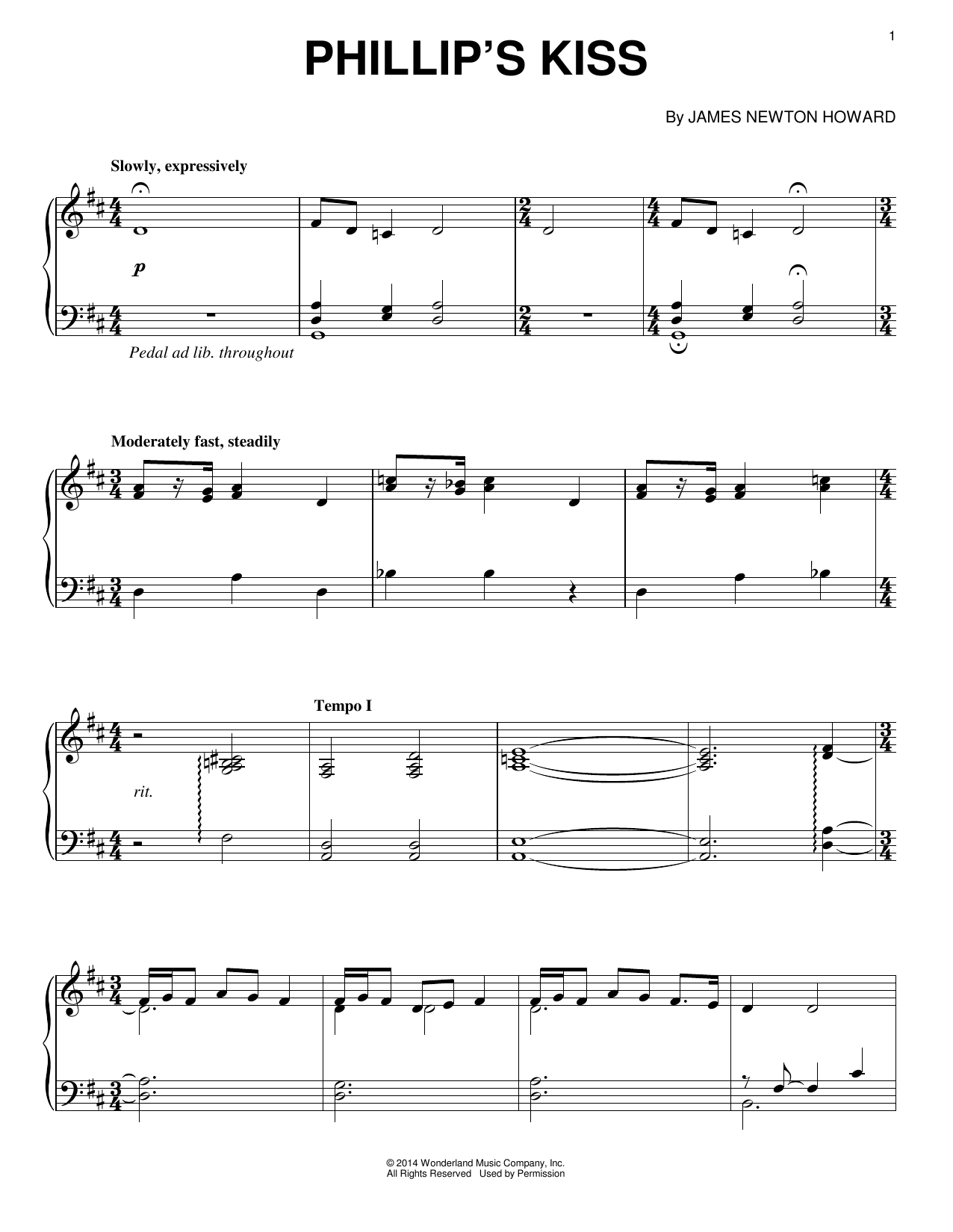 Download James Newton Howard Phillip's Kiss Sheet Music and learn how to play Piano PDF digital score in minutes
