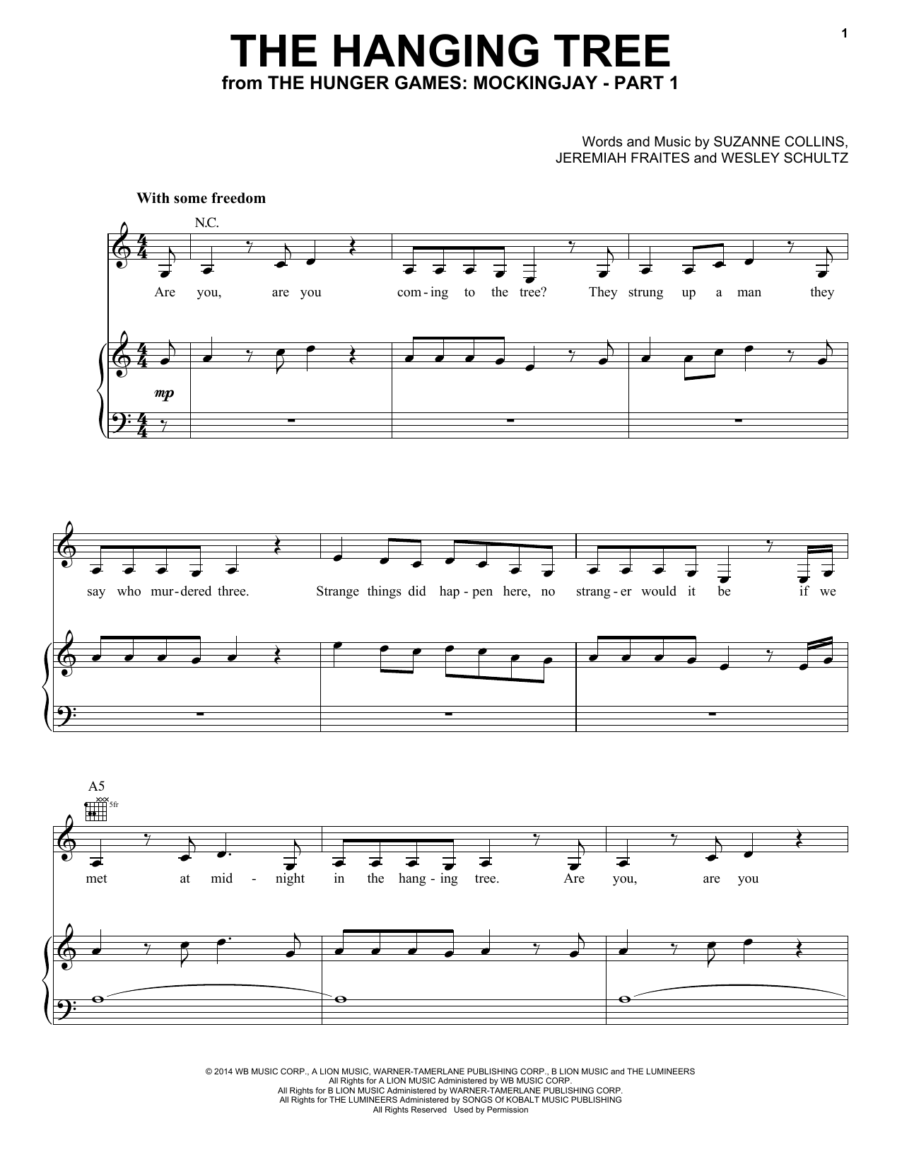 Download James Newton Howard The Hanging Tree Sheet Music and learn how to play Super Easy Piano PDF digital score in minutes