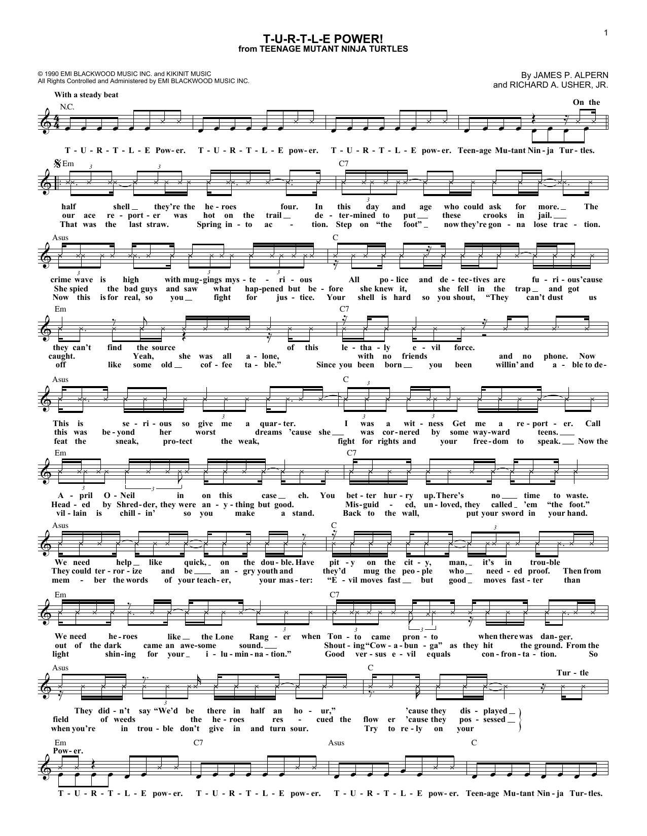 Download James P. Alpern T-U-R-T-L-E Power! Sheet Music and learn how to play Lead Sheet / Fake Book PDF digital score in minutes