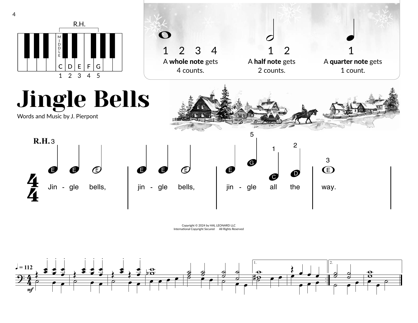 Download J. Pierpont Jingle Bells (arr. Brittany McCorriston) Sheet Music and learn how to play Very Beginner Piano PDF digital score in minutes