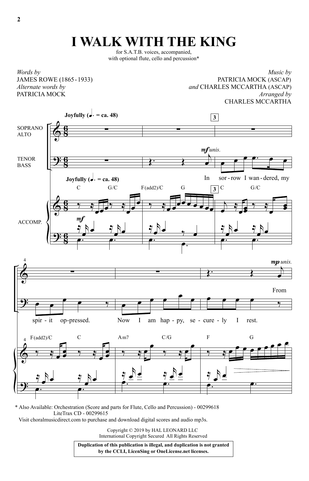 Download James Rowe, Patricia Mock and Charles McCartha I Walk With The King Sheet Music and learn how to play SATB Choir PDF digital score in minutes