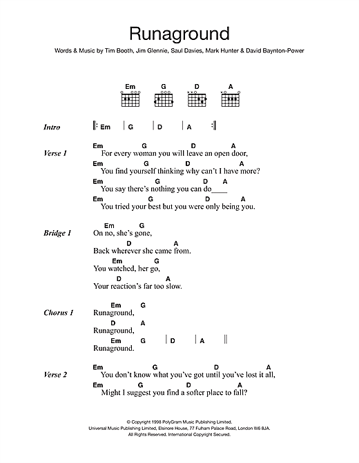 Download James Runaground Sheet Music and learn how to play Lyrics & Chords PDF digital score in minutes