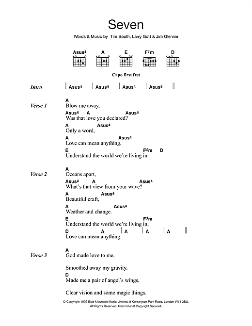 Download James Seven Sheet Music and learn how to play Lyrics & Chords PDF digital score in minutes