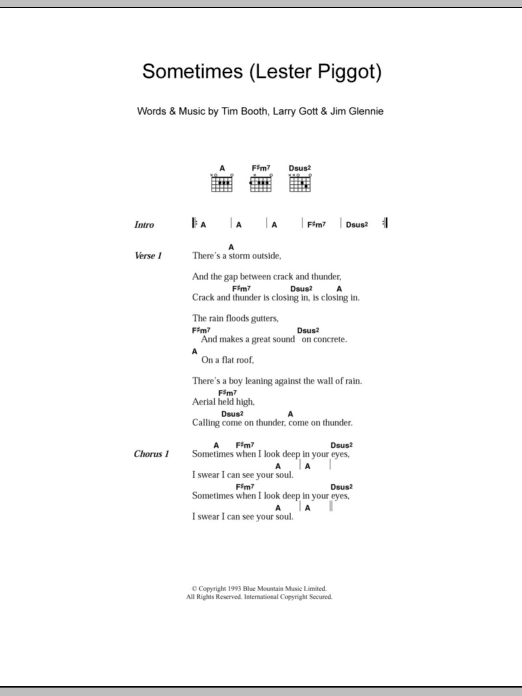 Download James Sometimes (Lester Piggot) Sheet Music and learn how to play Lyrics & Chords PDF digital score in minutes