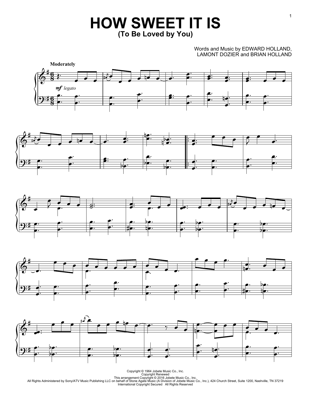 Download James Taylor How Sweet It Is (To Be Loved By You) Sheet Music and learn how to play Piano PDF digital score in minutes