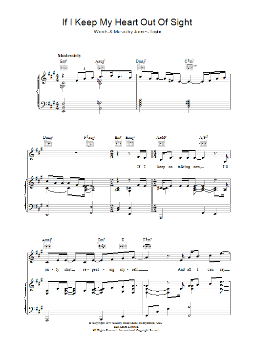 Download James Taylor If I Keep My Heart Out Of Sight Sheet Music and learn how to play Piano, Vocal & Guitar (Right-Hand Melody) PDF digital score in minutes
