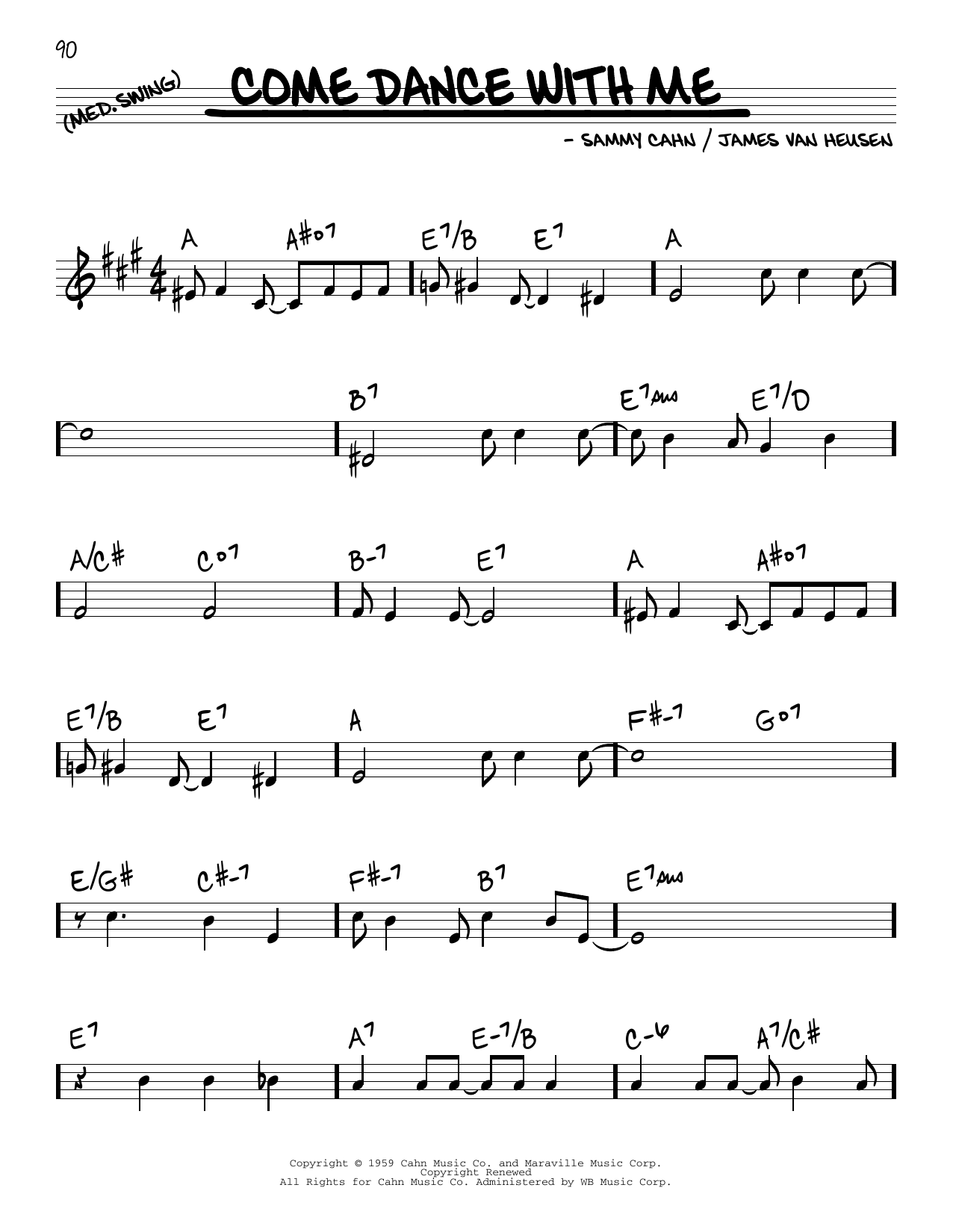 Download James Van Heusen and Sammy Cahn Come Dance With Me Sheet Music and learn how to play Real Book – Melody & Chords PDF digital score in minutes