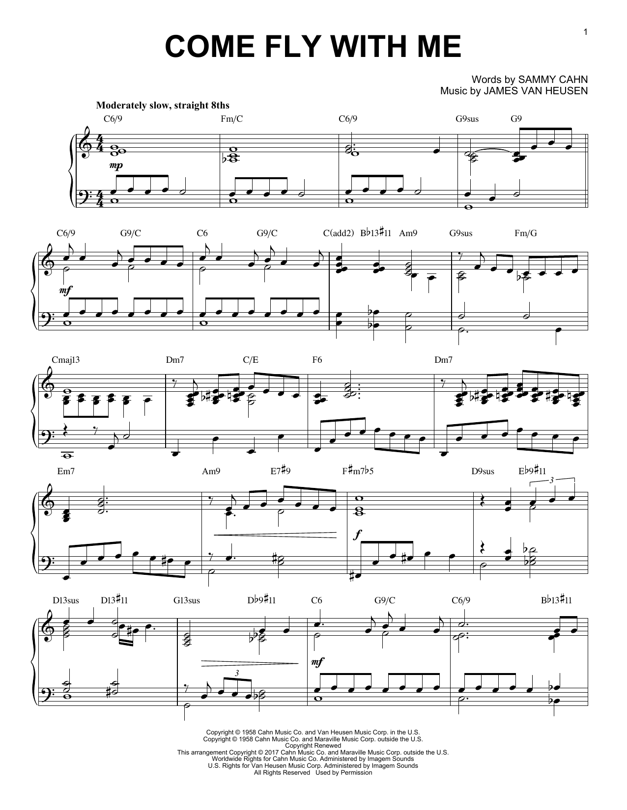 Download James Van Heusen Come Fly With Me Sheet Music and learn how to play Piano PDF digital score in minutes