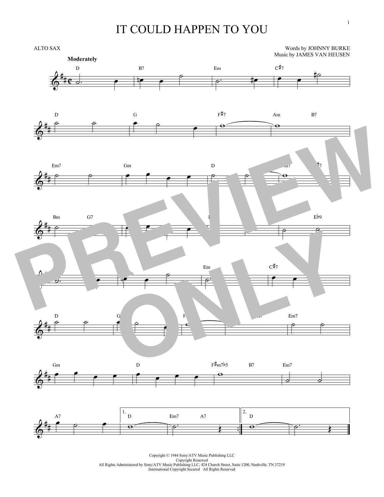 Download James Van Heusen It Could Happen To You Sheet Music and learn how to play Viola PDF digital score in minutes