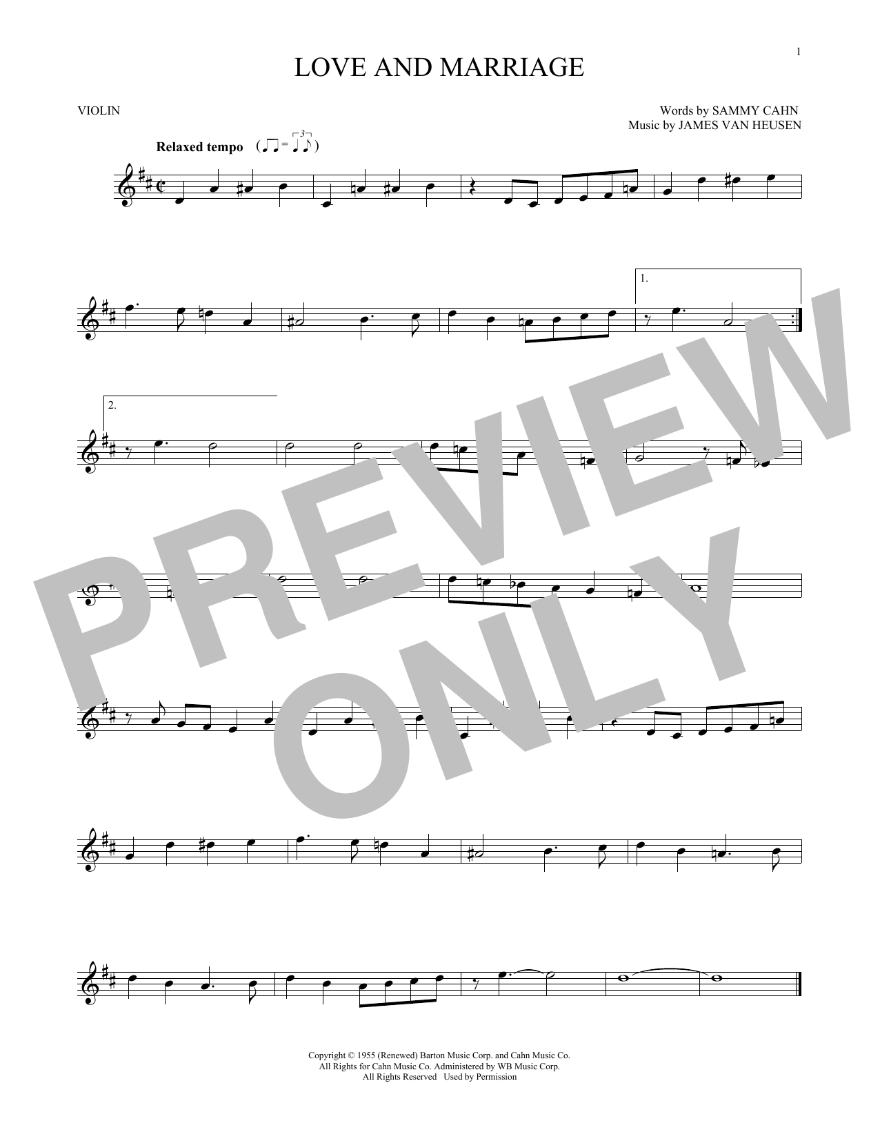 Download Frank Sinatra Love And Marriage Sheet Music and learn how to play Tenor Saxophone PDF digital score in minutes