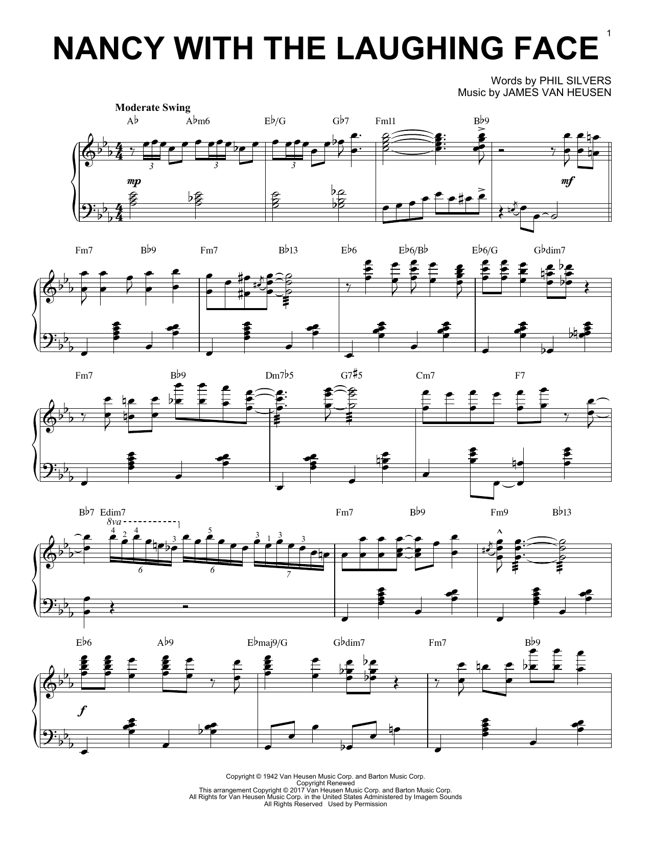 Download James Van Heusen Nancy With The Laughing Face Sheet Music and learn how to play Piano PDF digital score in minutes