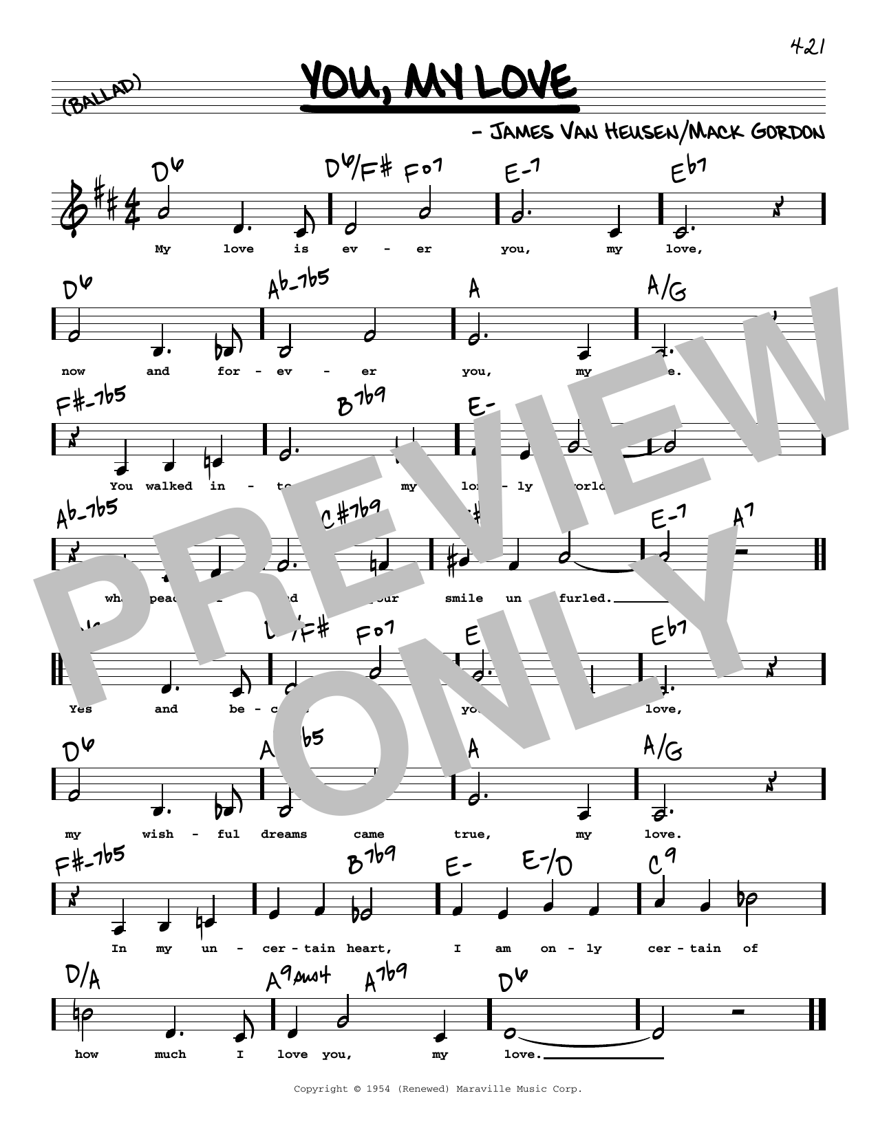 Download James Van Heusen You, My Love (Low Voice) Sheet Music and learn how to play Real Book – Melody, Lyrics & Chords PDF digital score in minutes