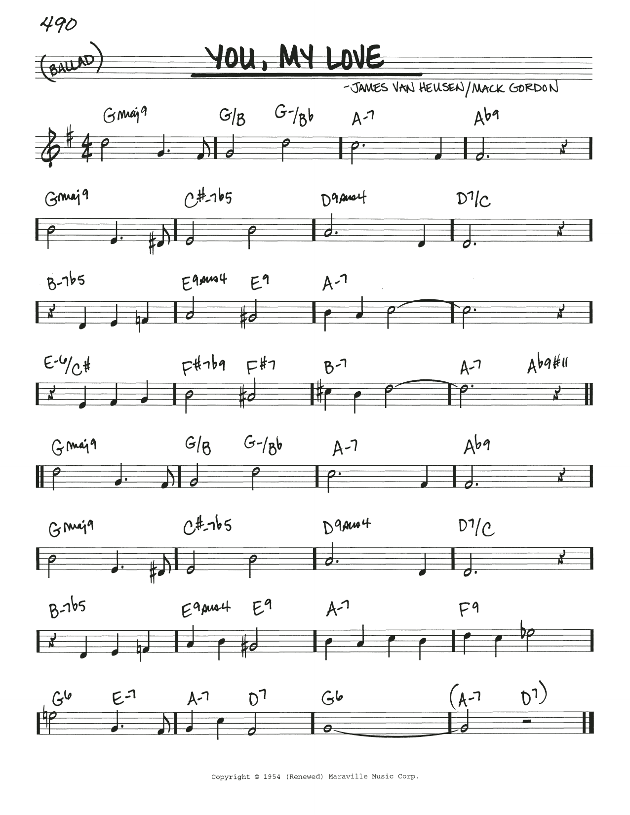 Download James Van Heusen You, My Love Sheet Music and learn how to play Real Book – Melody & Chords PDF digital score in minutes
