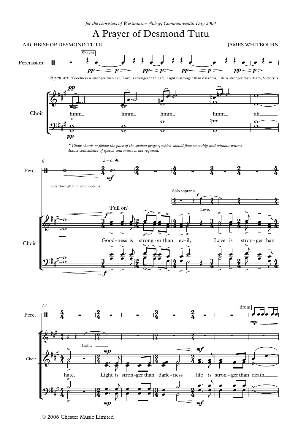 Download James Whitbourn A Prayer Of Desmond Tutu Sheet Music and learn how to play SATB Choir PDF digital score in minutes