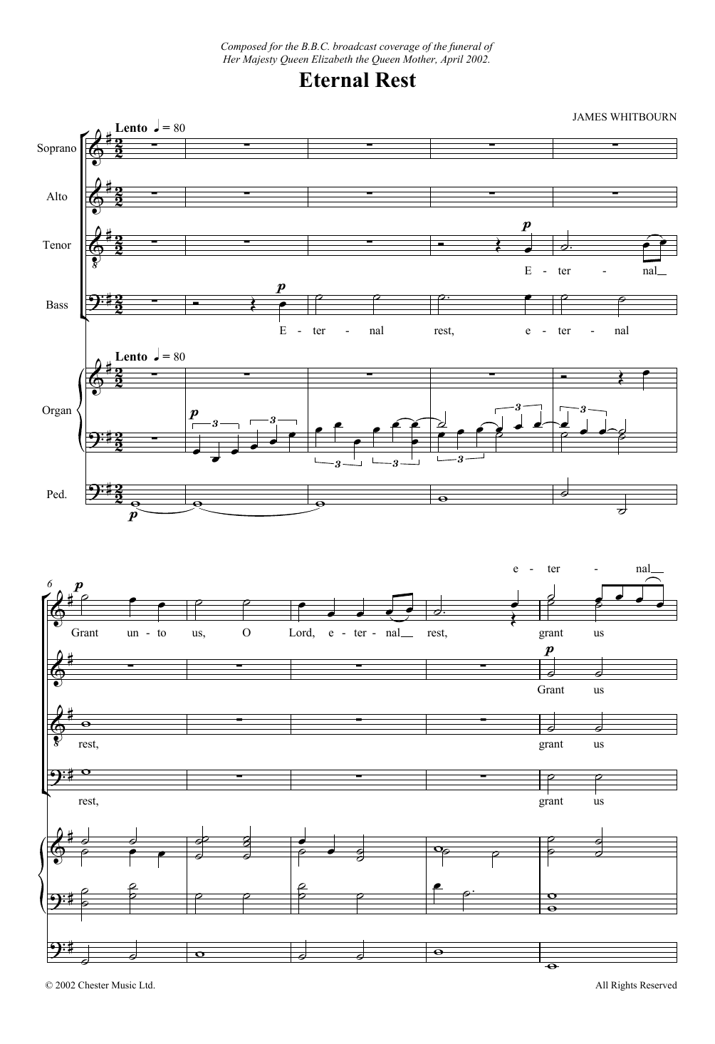 Download James Whitbourn Eternal Rest Sheet Music and learn how to play SATB Choir PDF digital score in minutes