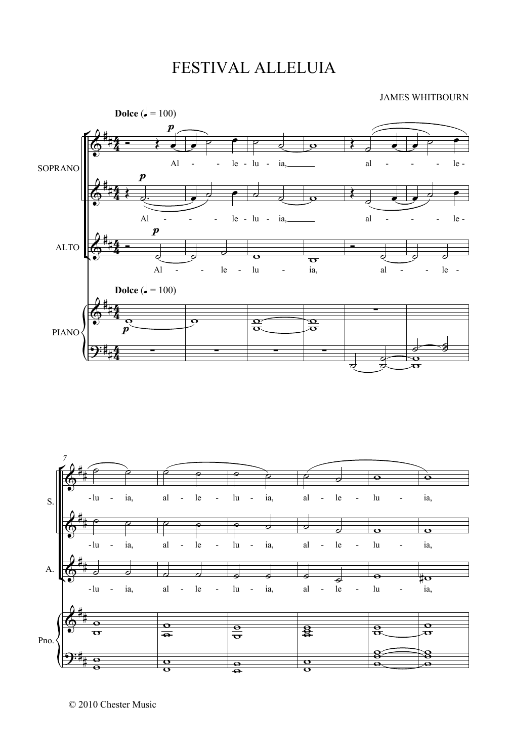 Download James Whitbourn Festival Alleluia Sheet Music and learn how to play SSA Choir PDF digital score in minutes