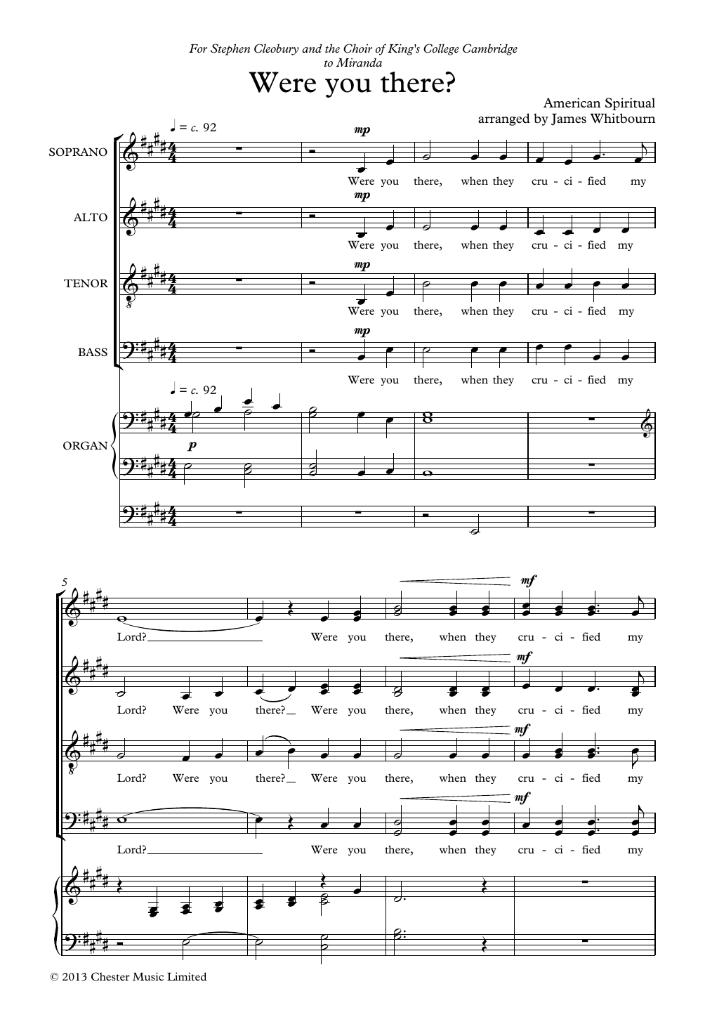 Download James Whitbourn Were You There? Sheet Music and learn how to play SATB Choir PDF digital score in minutes