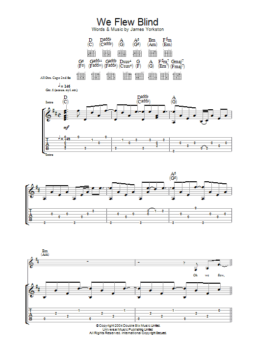 Download James Yorkston & The Athletes We Flew Blind Sheet Music and learn how to play Guitar Tab PDF digital score in minutes