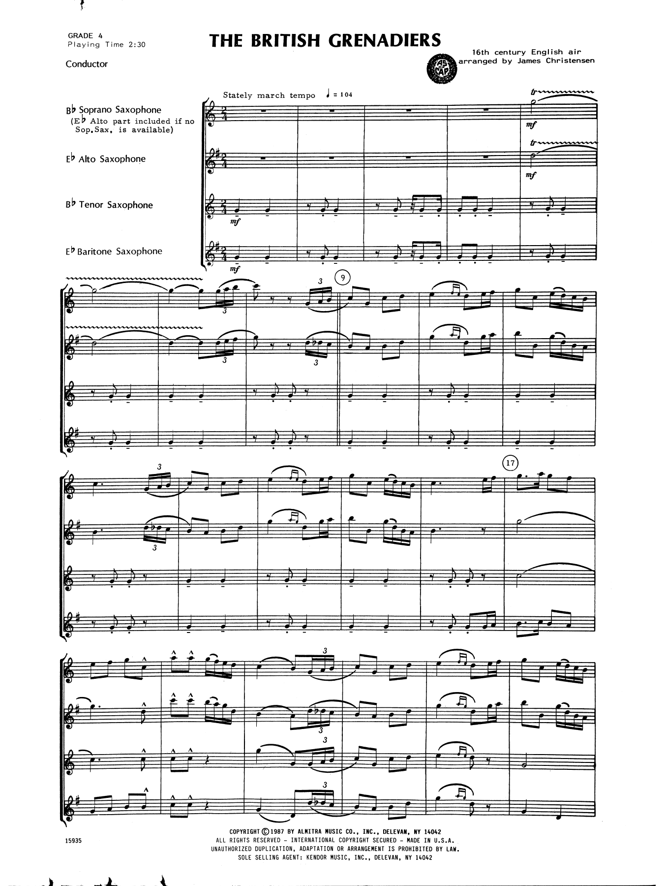James Christensen "The British Grenadiers Full Score" Sheet Music