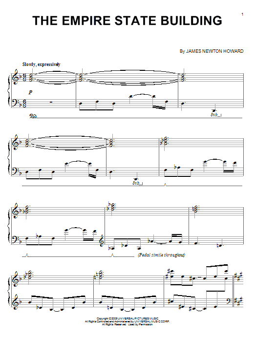 James Newton Howard The Empire State Building Sheet Music Notes Download Printable Pdf Score 54691