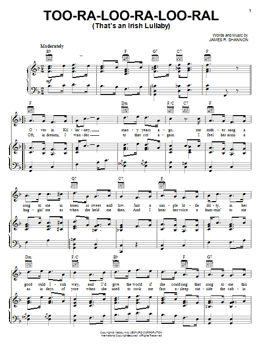 James R Shannon Too Ra Loo Ra Loo Ral That s An Irish Lullaby 