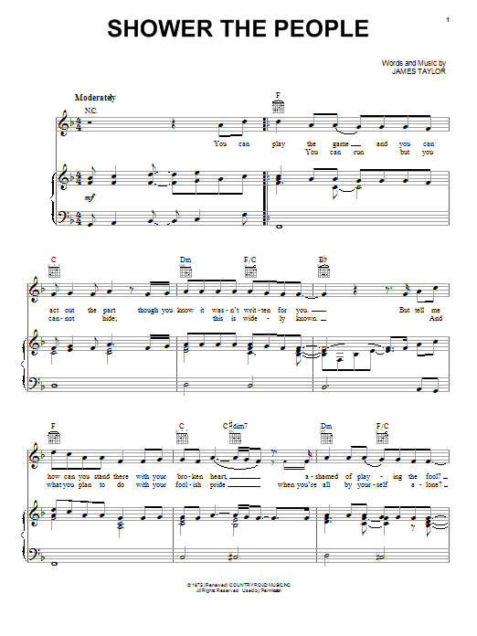 Download James Taylor Sheet Music and learn how to play Piano (Big Notes) PDF score in minutes
