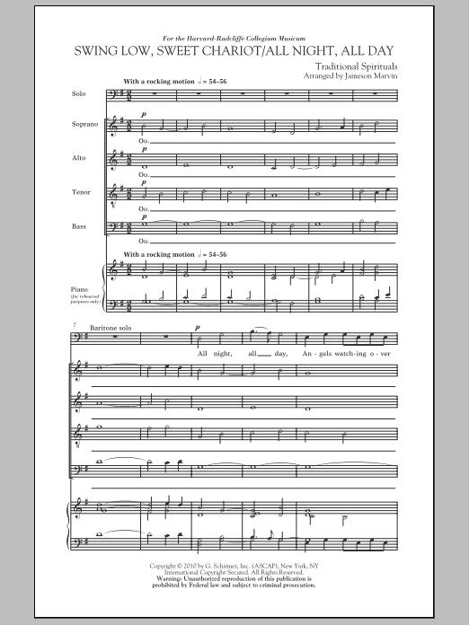 Download Jameson Marvin Swing Low, Sweet Chariot / All Night, All Day Sheet Music and learn how to play SATB Choir PDF digital score in minutes