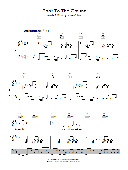 Download Jamie Cullum Back To The Ground Sheet Music and learn how to play Piano, Vocal & Guitar PDF digital score in minutes