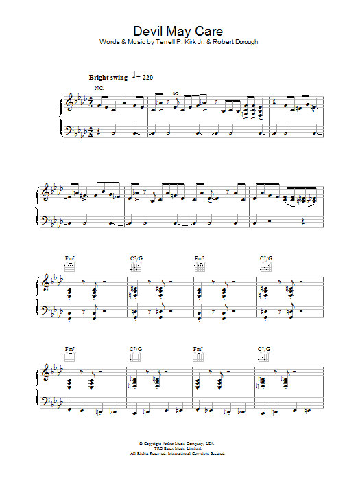 Download Jamie Cullum Devil May Care Sheet Music and learn how to play Piano, Vocal & Guitar (Right-Hand Melody) PDF digital score in minutes