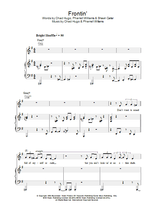 Download Jamie Cullum Frontin' Sheet Music and learn how to play Piano, Vocal & Guitar PDF digital score in minutes