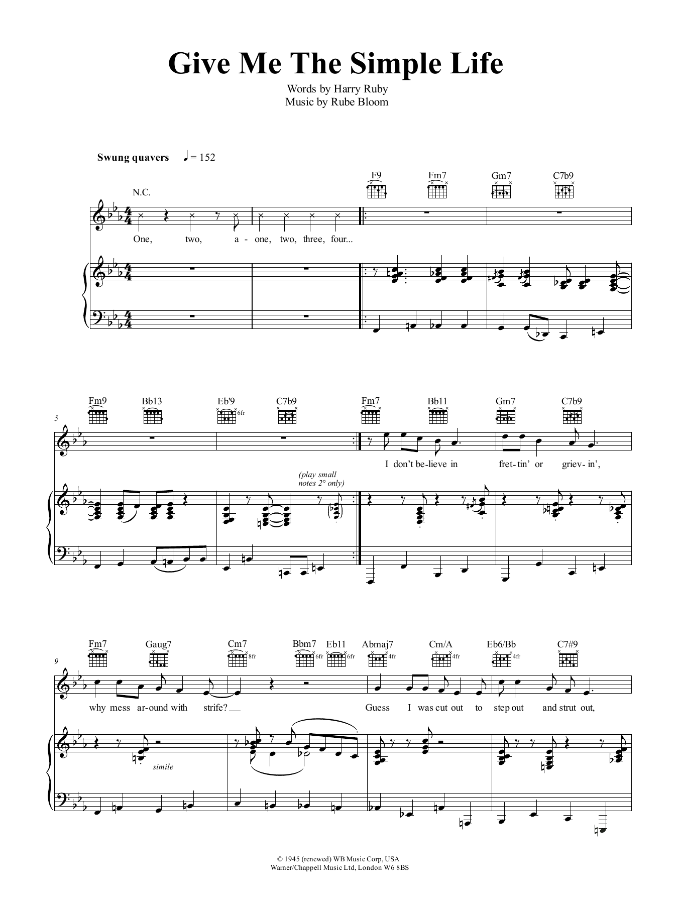 Download Jamie Cullum Give Me The Simple Life Sheet Music and learn how to play Piano, Vocal & Guitar (Right-Hand Melody) PDF digital score in minutes